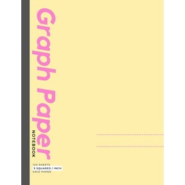 Graph Paper Notebook, 120 Sheets 5x5 (5 squares per inch) Grid Paper: for Math & Science Laboratory Work - Kawaii Cute Retro Yellow Pink, (Large) 8.5 ... Notebook for Girls, Boys, Kids & Teens
