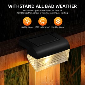CNSZSSHMG Solar Fence Lights, 12 Pack Waterproof LED Solar Deck Lights Outdoor, Solar Lights for Outside, IP44 Waterproof, Patio, Stairs,Yard,Warm White/Color Changing Lighting