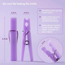 48PCS Clothes Pins Baby Shower Clothespin Favors Pink Girl Blue Boy Party Game Purple Clothespin(Purple)