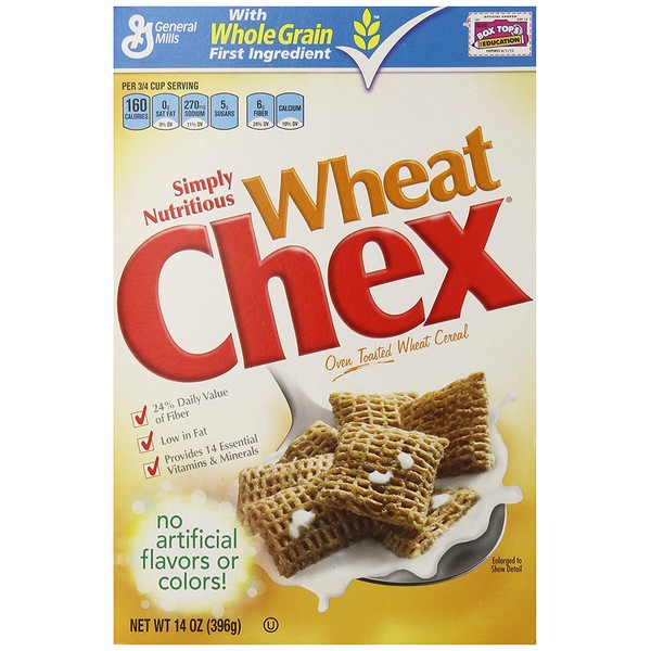 Chex Cereal, Wheat, 14 Ounce (Pack of 2)