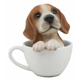 Adorable Teacup Beagle Dog Statue 5.5"H Pocket Beagle Puppy Dog Breed Figurine