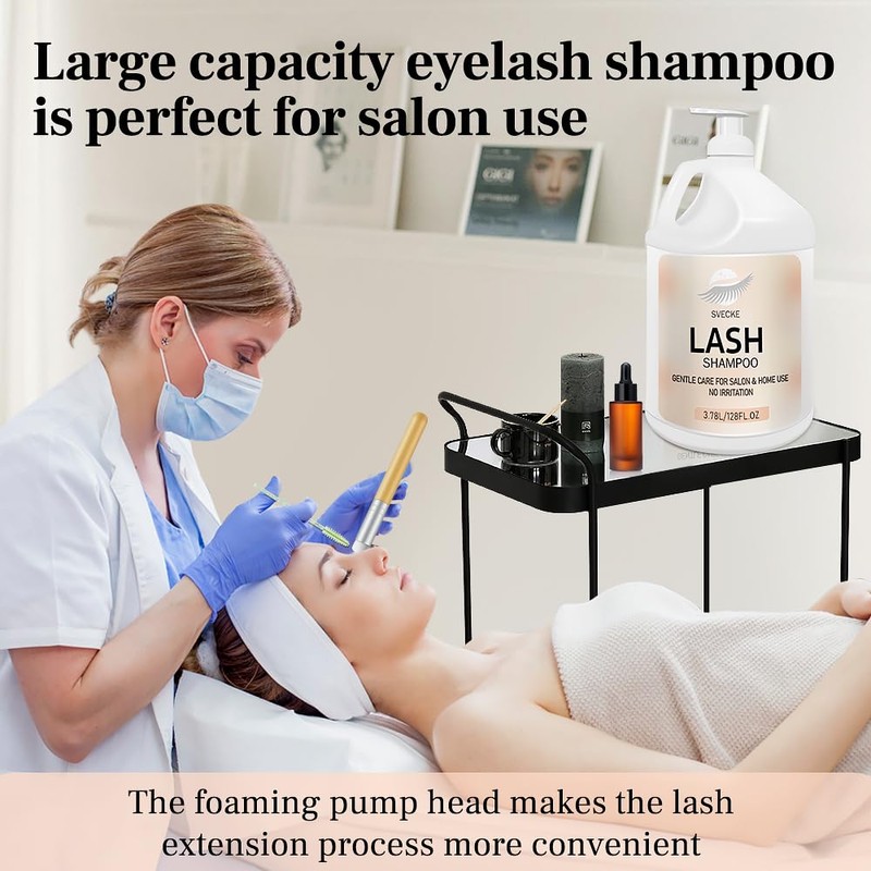SVECKE Eyelash Shampoo, 128 fl.oz/3.78L, with 50 Lash Extension Aftercare