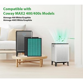 Trendiees Filter Replacement Compatible with Coway Airmega 400, Air Purifier 400S 400(G) 400S(G) Max2, True Green HEPA and Active Carbon Filter Set Smart Purifiers, AP-2015-FP