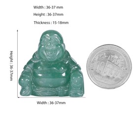 KYEYGWO Green Aventurine Carved Gemstone Laughing Buddha Figure, Healing Crystal Lucky Buddha Stone Talisman Maitreyabuddha Statues Fengshui Sculpture Ornament for Decoration Lucky Charm