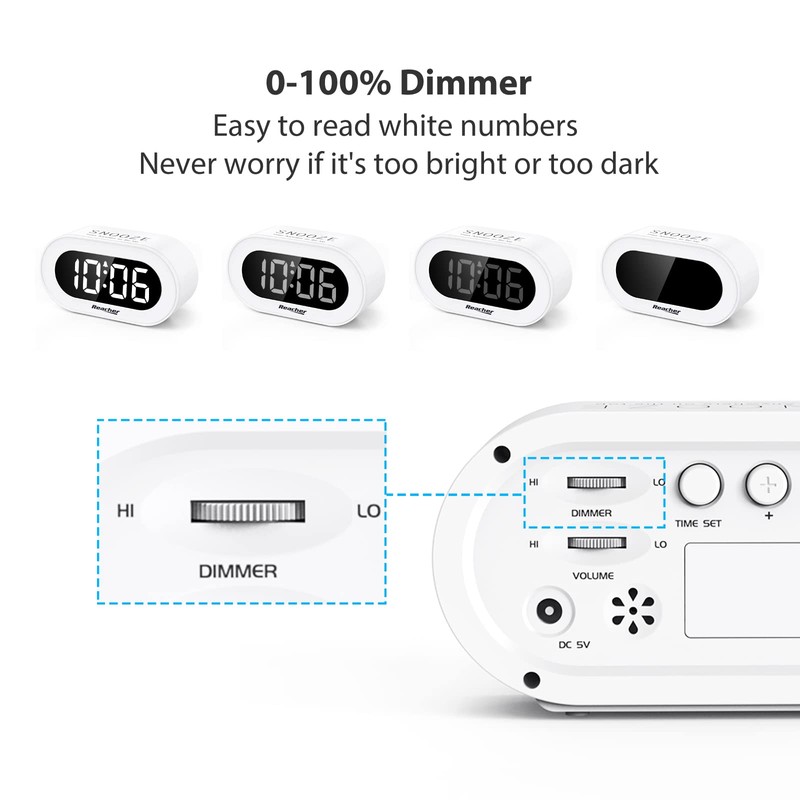 REACHER Small LED Digital Alarm Clock with Snooze, Simple to