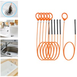 32 inch Serpentine Drain Hair Removal kit (6-Piece)，Anti-Break Metal with Nylon Coating Sink Snake, Bathroom Sink Drain Cleaning Tools，Snake Hair Clog Remover Tool