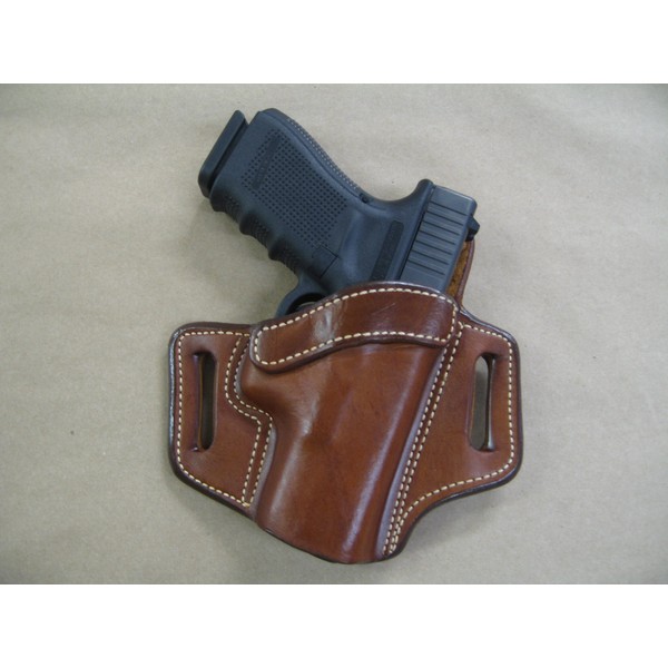 Azula Leather 2 Slot Molded Pancake Belt Holster for Smith & Wesson S&W M&P Compact 9mm / .40 OWB TAN RH