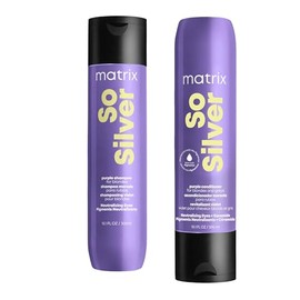 Matrix So Silver Kit Shampoo + Acondicionador| Shampoo y Acondicionador Matizador Morado para neutralizar reflejos amarillos en el cabello rubio o platinado 300ml