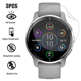 3 Pack Screen Protector for Garmin Venu 2 Plus, GEJEFA Flexible TPU Full Coverage 3D Curved Screen Film for Garmin Venu 2 Plus