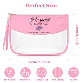 Crochet Gifts Makeup Bag for Crochet Lovers Beginners Cosmetic Bag Knitting Gifts for Knitters Funny Christmas Birthday Graduation for Women Crocheting Enthusiasts Zipper Travel Toiletry Pouch