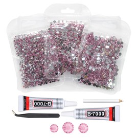 qiipii Light Pink Crystal Resin Rhinestones w B7000 Jewelry Glue for Bedazzling Crafting Flatback Stones 3mm 4mm 5mm Non-Hotfix Diamonds Crystals Gems Charms for Nails Face Eyes Makeup Tumblers Crafts