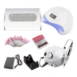 Nail Dust Extractor De Polvo Grande +lampara Digital+pulidor 35mil Rpm