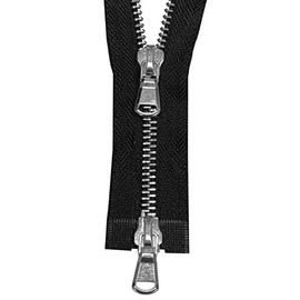GLOSSY 2-Way Metal Zip – Two-Way Separable 80 cm for Jackets Coat Parka – with Copper & Silver Teeth – High Quality
