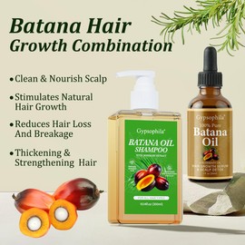 Batana Oil Hair Growth Bundle-100% Pure Natural Rosemary Oil and Hair Growth Shampoo-Natural Hair Treatment for Women & Men –Hair loss & Thicker, Healthier Hair