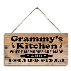Grammy's Kitchen Sign - Where Memories Are Made and Grandchildren are Spoiled, Grammy Home Decor for Kitchen, Decorative Hanging Wall Plaque Wood Sign, Grammy Gift from Grandson Granddaughter