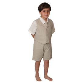 Gino Giovanni G266 Short Set Cotton/Linen Blend Summer Baby/Toddler (7, Natural)