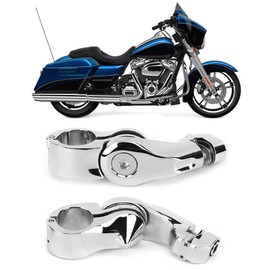 Aramox Pair Short Highway Adjustable Foot Peg Mount Silver Foot Pegs Mount Compatible with FLHTCU 1984‑2019