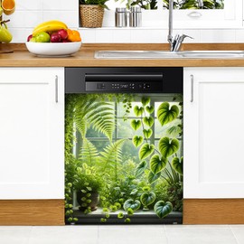 Green Leaf Dishwasher Magnet Cover Magnetic Sticker Decorative Refrigerator Wash Machine Magnet Cover Door Panels Home Cabinet Appliances Stickers for Wash Machine Dryer