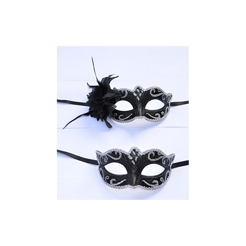 FHS Silver His & Hers Venetian Masquerade Masks for Couples