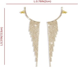 Elegant Long Tassel Rhinestone Earrings, Dazzling Alloy Drop Dangle Earrings for Women, Versatile Jewelry for Evening & Formal Wear (Gold)
