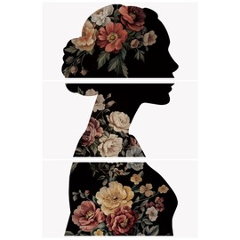 WANDIC 3 Sheets Vintage Rub on Transfers Sticker,Female Silhouette Puzzle Large Waterproof Transfers Sticker for Wood Furniture Window Scrapbook,15 * 30cm