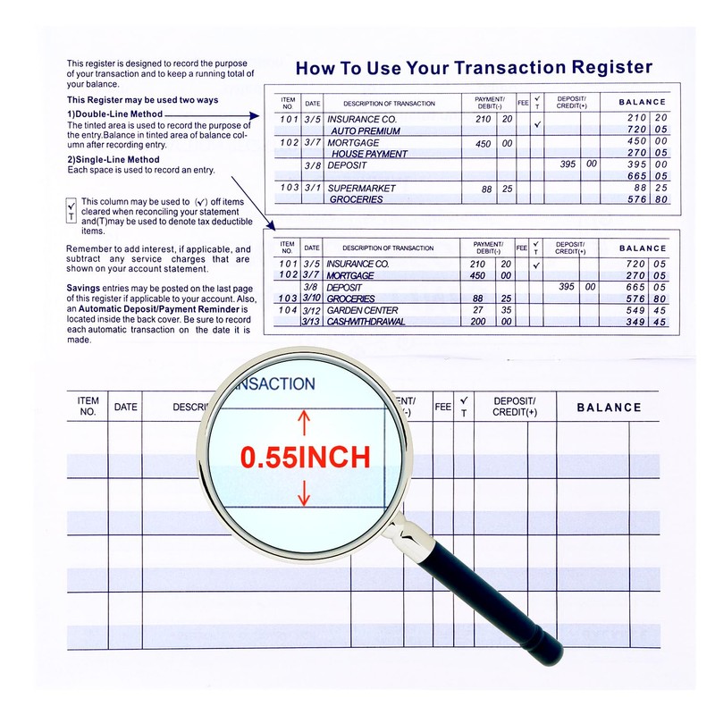 Larger Lines 20 Pack Checkbook Register, Check Registers for Personal