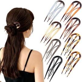 8 PCS French Hair Pins for Women - Large U-Shaped Hair Forks with Internal Teeth, Strong Hold for Thick & Thin Hair, Effortless French Twists, Updos, Buns & Chignons, Hairstyle Accessories