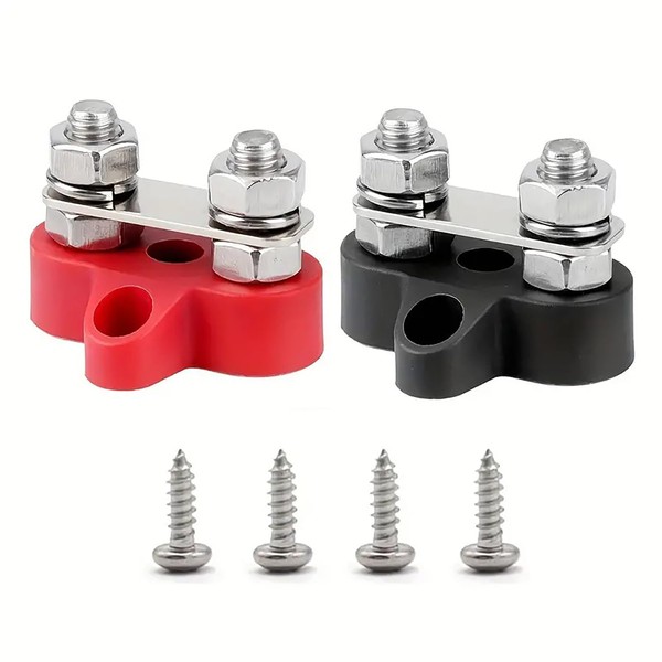 YTgilo 2PCS Twin Bolt Power Distribution Terminal Block with Screws