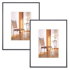 11x14 Picture Frame Set of 2, Metal Black Photo Frames with HD Glass, Fits 8x10 with Mat or 11x14 without Mat, Wall Hanging and Table Display, 2 Pack