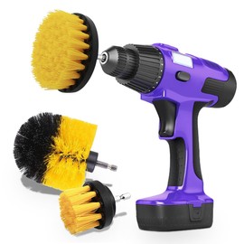 3-Piece Car Detailing Drill Brush Set, All Purpose Power Scrubber Brushes for Drill, Wheel Cleaner Brush Car Wash Cleaning Kit for Tire, Car Mats, Floor, Bathroom, Grout, Tub, Shower, Tile (Yellow)
