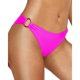 Zmart Women O Ring Bikini Bottoms Full Coverage Swimsuit Bottom Low Waist Low Rise Bathing Suit Pink L