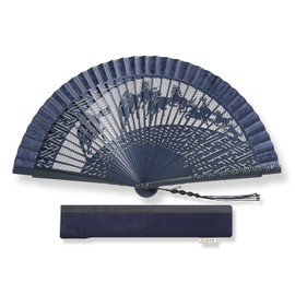 HOSEKKEN [Luxury Folding Fan Brand Combines Traditional Craftsmanship and Modern Sensibility] Men's Gentleman [Umakyu Yukihisa Black/Navy] Kimono Accessories, Japanese Pattern, Durable, Stylish,