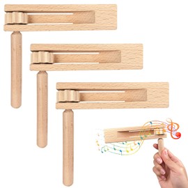 Pack of 3 Wooden Ratchet Sound Maker, Noise Maker, Ratchet Wood, Fan Item for Cheering, Suitable for Sports Competitions, Music Performances, Family Reunions, Celebrations, Game Meetings