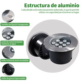Zamus 2PCS 6W Luces para Exterior Jardin, 85V-265V Lampara de Piso Empotrable, IP67 Lamparas Exterior de Paisaje Lluminación, Luces LED para Jardín, Patio, Entrada, Camino (Luz Caliente)