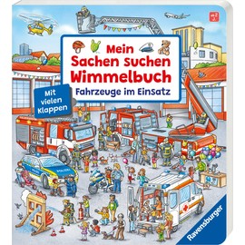 Mein Sachen suchen Wimmelbuch: Fahrzeuge im Einsatz, Pappbilderbuch mit Klappen ab 2 Jahren, Bilderbuch