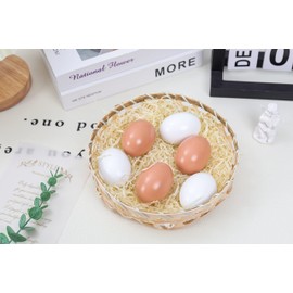 YunKo Wooden Fake Nest Eggs Brown White Easter Eggs for Craft Home Decor Get hens to Lay Eggs 12