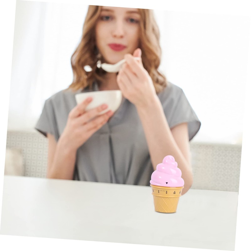 Ciieeo 1Pc Pink Ice Cream Mechanical Timer Reliable Countdown Timer