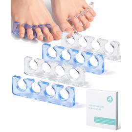 Dr. JK- Gel Toe Separators for Pedicure, 2 Pairs, Blue & Clear, Soft and Stretchable, Flexible, Reusable, Washable, Toe Separators for Women Pedicure