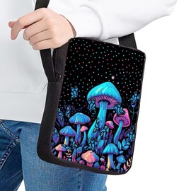 HUGS IDEA Blue Mushroom Small Messenger Bag for Women's Shoulder Handbag Crossbody Bag Cellphoe Coin Pouch Purse