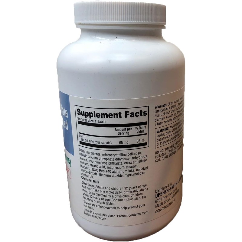 Upsher-Smith Ferrous Sulfate Enteric-Coated 325 mg 1000 Tablets