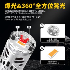 Luxnexu T20/7440 LED Turn Signal Bulb, 30W, 2000LM, Amber, Anti-Hyper Flash Built-In Canceller, High Brightness, DC12V, Long Life