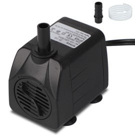 alizzy 150 GPH (570L/H) 10w Durable Small Submersible Water Pump with Tubing for Fountain, Aquarium, Fish Tank, Hydroponics, Pond