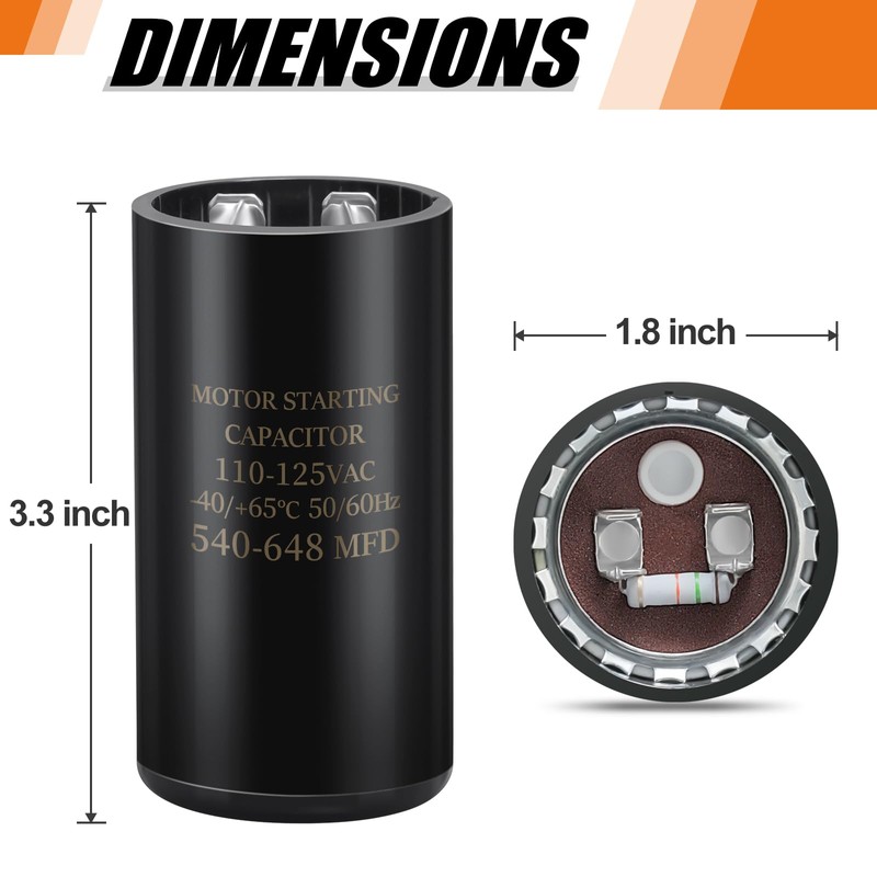 540-648 uf/MFD 110-125V VAC 50/60 Hz AC Electric Round Start