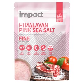 Impact - Fine Himalayan Pink Sea Salt - No Additives Rich in Trace Minerals Non-GMO Gluten-Free Ideal for Low-Carb Fasting Cooking - 2lb Pouch