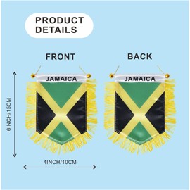 Jamaica Hanging Flag with Suction Cup Double Sided Mini 4x6 Inch Jamaican Banner Decorations for Car Home Wall Door Window