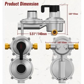 CALPOSE 2-Stage Regulator with 18" RV tailpipe Hose Involve Gauge, 2 Stage RV Propane Regulator, 3/8" NPT Female Outer, for RV Trailer