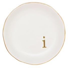 COLLECTIVE HOME - Ceramic Jewelry Tray, Decorative Trinket Dish for Rings Earrings Necklaces Bracelet Watch Keys, Birthday Mother's Day for Women, 4.75", White Surface (i)