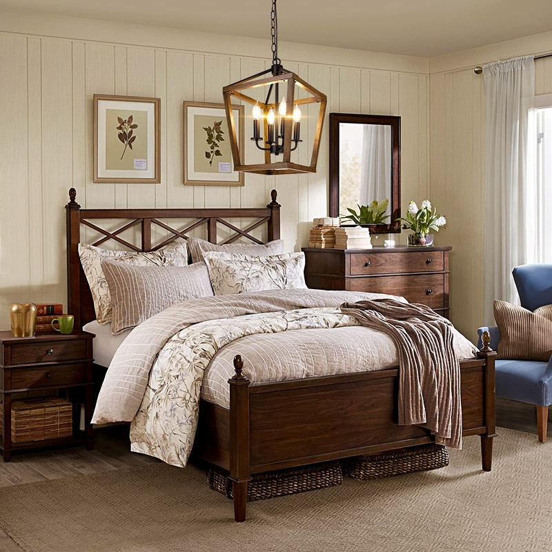 Farmhouse Chandelier Light Fixture for Kitchen Dining Room, 4-Light Rustic
