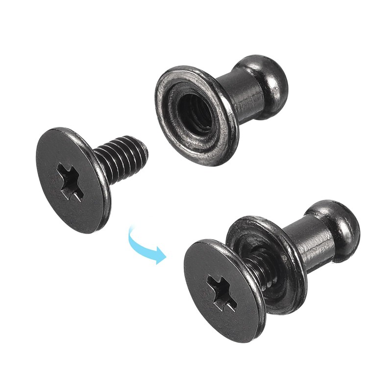sourcing map 4mm Ball Head Stud Rivets Screw Back, 20Pack