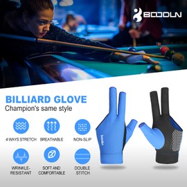 YFY Billiards Glove 3 Finger Pool Glove for Left Hand, Durable Double Stitched, Snooker Cue Sport Glove Popular Sizes for Men & Women